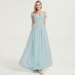 Floor-length V-neckline with chiffon fabric Pleated Bridesmaid Dress Ellen