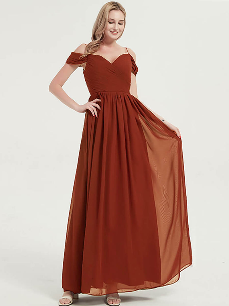 Rusty Red Pleated Pleated Bridesmaid Dress Ellen