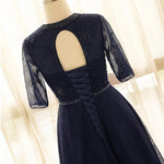Navy Blue Evening Dress Lace Plus Size