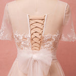 [Plus Size] Champagne Sheer Sweetheart Tulle Flowing Bridal Dresses