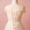 [Plus Size] Champagne Pleated Lace Wedding Dresses for Brides