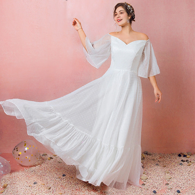 [Plus Size] Flowing Polka Dot Chiffon Bridal Dresses