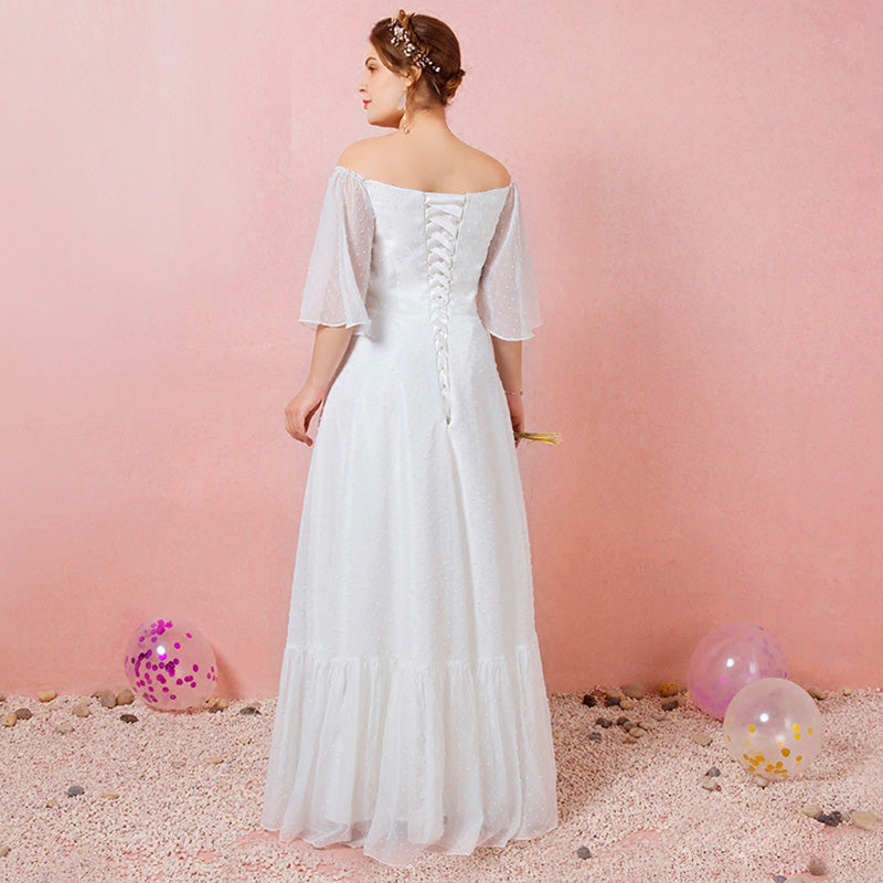 [Plus Size] Flowing Polka Dot Chiffon Bridal Dresses