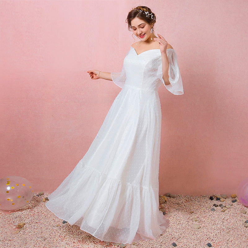[Plus Size] Flowing Polka Dot Chiffon Bridal Dresses