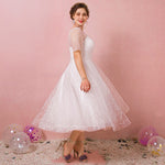 [Plus Size] Stripes Printed Destination Midi Wedding Dress