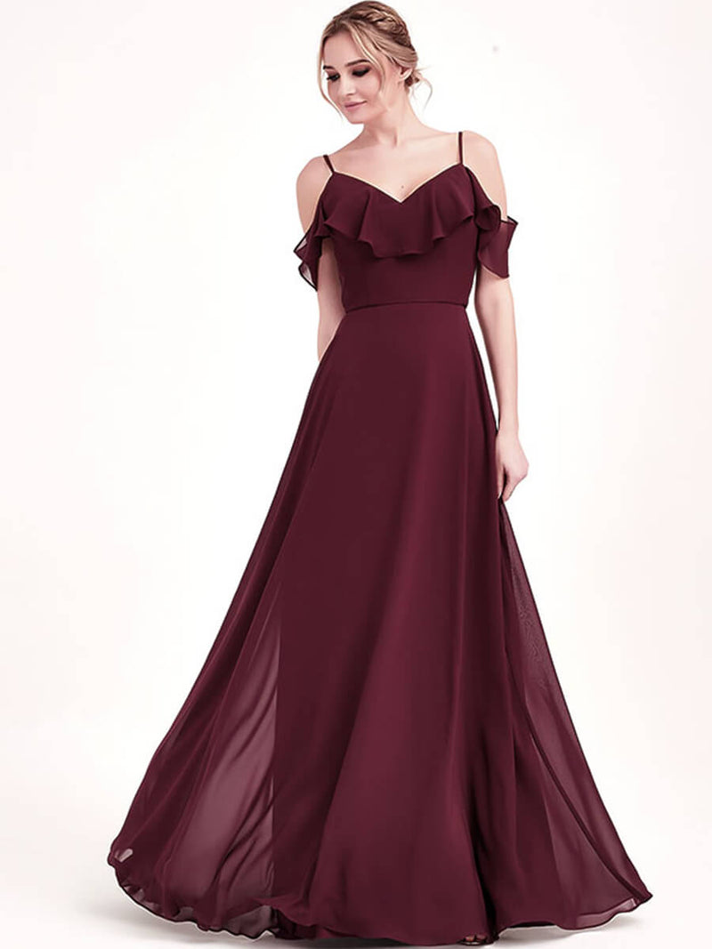 1 Of 3 Ways Chiffon Convertible Bridesmaid Dress Burgundy A Line Gown