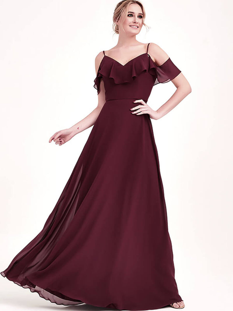 1 Of 3 Ways Chiffon Convertible Bridesmaid Dress Burgundy A Line Gown