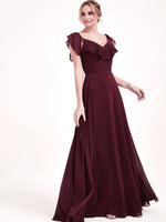 1 Of 3 Ways Chiffon Convertible Bridesmaid Dress Burgundy A Line Gown