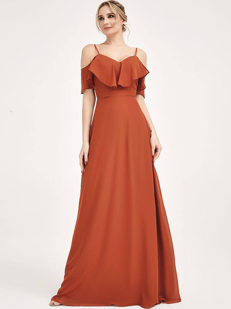 1 Of 3 Ways Convertible Bridesmaid Dress Burnt Orange Chiffon Gown