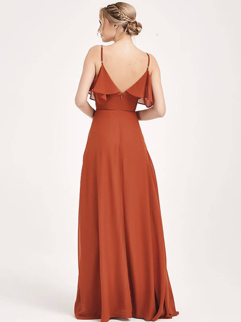 1 Of 3 Ways Convertible Bridesmaid Dress Burnt Orange Chiffon Gown