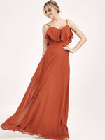 1 Of 3 Ways Convertible Bridesmaid Dress Burnt Orange Chiffon Gown