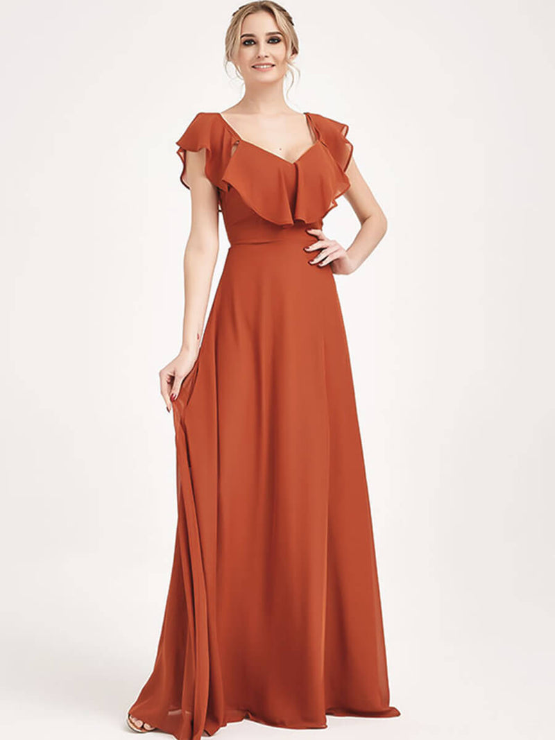 1 Of 3 Ways Convertible Bridesmaid Dress Burnt Orange Chiffon Gown