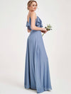 Slate Blue 1 Of 3 Ways Chiffon Convertible Bridesmaid Gown with Sleeve