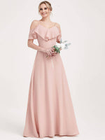 Chiffon Flounced 1 Of 3 Ways Dusty Pink Convertible Bridesmaid Dresses