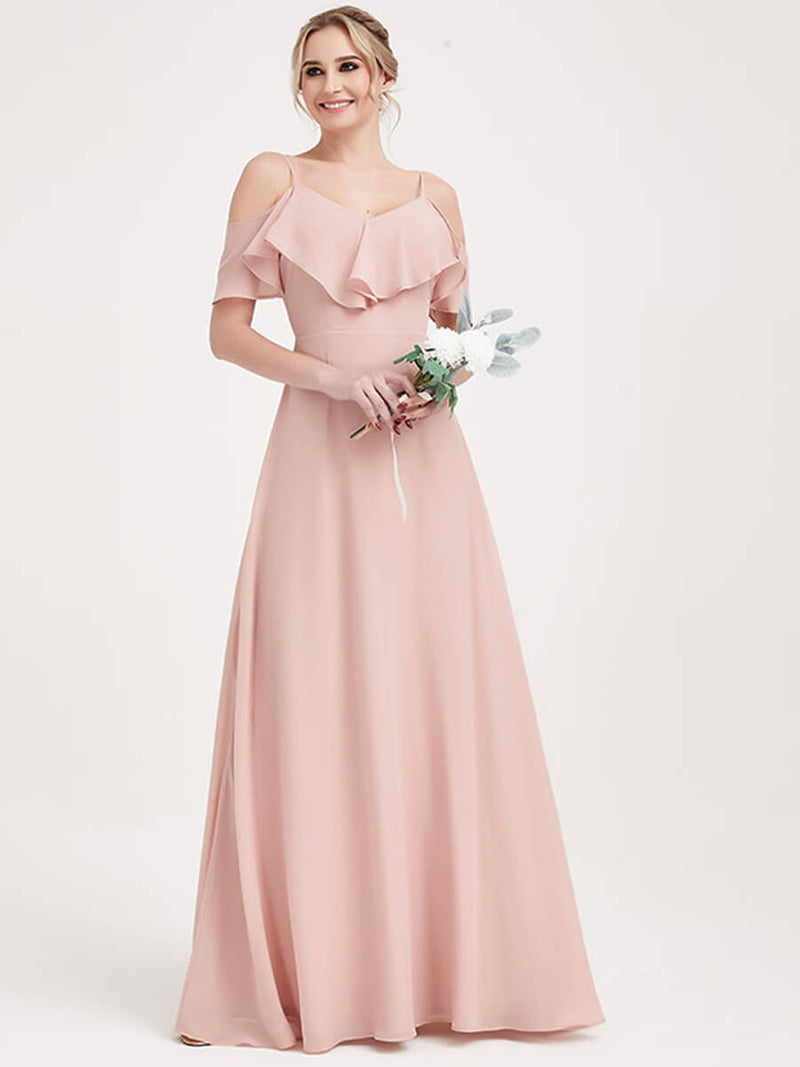 Chiffon Flounced 1 Of 3 Ways Dusty Pink Convertible Bridesmaid Dresses