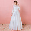 [Plus Size] Vintage Stand Collar Lace Buttons Winter Bridal Dress