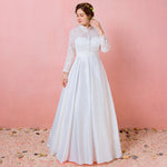 [Plus Size] Vintage Stand Collar Lace Buttons Winter Bridal Dress