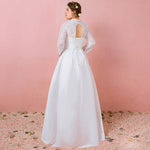 [Plus Size] Vintage Stand Collar Lace Buttons Winter Bridal Dress