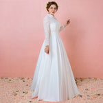 [Plus Size] Vintage Stand Collar Lace Buttons Winter Bridal Dress