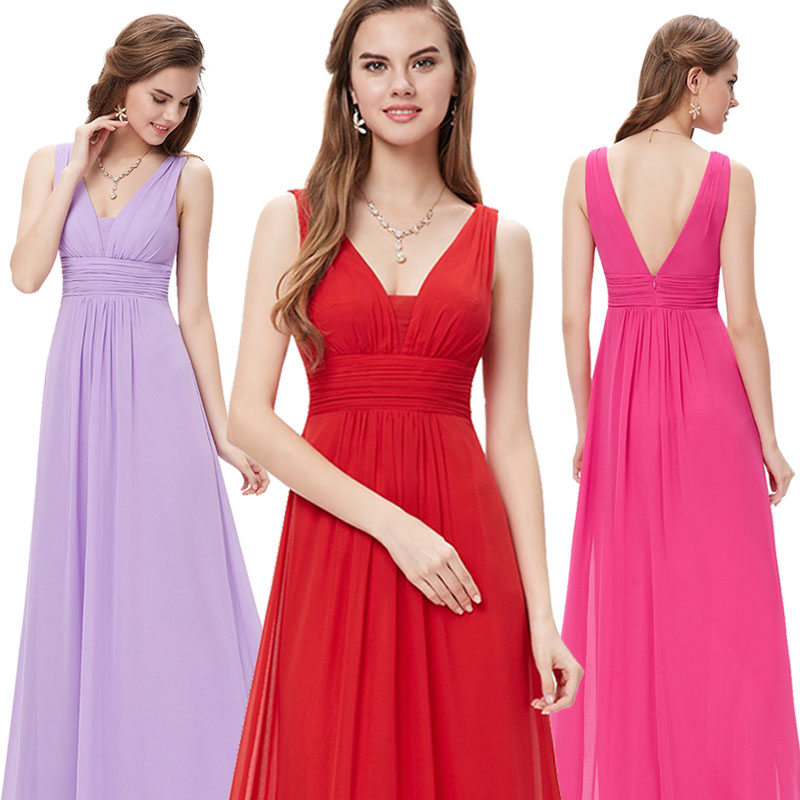 Deep V-neck Ruched Bust Maxi Woman Evening Dresses