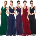 Deep V-neck Ruched Bust Maxi Woman Evening Dresses