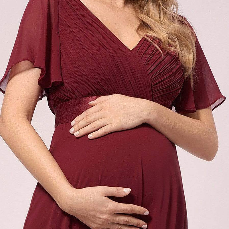 red maternity dress for baby shower Momyknows Open Back Lace-Up Ruched Bodycon Mermaid Maxi Dress, Red / S and a zipper back closure Gown Clearance Red Maternity Dresses