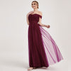  Burgundy Multi Ways Wrapping Convertible Bridesmaid Dress Strapless Sweetheart Tulle A-line Gown For Bridesmaid Party-Alice