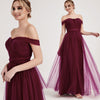  Burgundy Multi Ways Wrapping Convertible Bridesmaid Dress Strapless Sweetheart Tulle A-line Gown For Bridesmaid Party-Alice