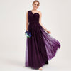 Dark Purple Multi Ways Wrapping Convertible Bridesmaid Dress Strapless Sweetheart Tulle A-line Gown For Bridesmaid Party-Alice