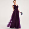 Dark Purple Multi Ways Wrapping Convertible Bridesmaid Dress Strapless Sweetheart Tulle A-line Gown For Bridesmaid Party-Alice