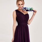 Dark Purple Multi Ways Wrapping Convertible Bridesmaid Dress Strapless Sweetheart Tulle A-line Gown For Bridesmaid Party-Alice