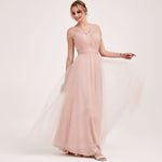 Dusty Pink Multi Ways Wrapping Convertible Bridesmaid Dress Strapless Sweetheart Tulle A-line Gown For Bridesmaid Party-Alice