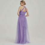 Dusty Purple  Multi Ways Wrapping Convertible Bridesmaid Dress Strapless Sweetheart Tulle A-line Gown For Bridesmaid Party-Alice