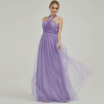 Dusty Purple  Multi Ways Wrapping Convertible Bridesmaid Dress Strapless Sweetheart Tulle A-line Gown For Bridesmaid Party-Alice