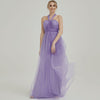 Dusty Purple  Multi Ways Wrapping Convertible Bridesmaid Dress Strapless Sweetheart Tulle A-line Gown For Bridesmaid Party-Alice