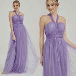 Dusty Purple  Multi Ways Wrapping Convertible Bridesmaid Dress Strapless Sweetheart Tulle A-line Gown For Bridesmaid Party-Alice