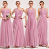 Dusty Rose Multi Ways Wrapping Convertible Bridesmaid Dress Strapless Sweetheart Tulle A-line Gown For Bridesmaid Party-Alice