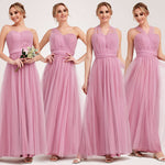 Dusty Rose Multi Ways Wrapping Convertible Bridesmaid Dress Strapless Sweetheart Tulle A-line Gown For Bridesmaid Party-Alice