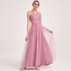 Dusty Rose Multi Ways Wrapping Convertible Bridesmaid Dress Strapless Sweetheart Tulle A-line Gown For Bridesmaid Party-Alice