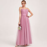 Dusty Rose Multi Ways Wrapping Convertible Bridesmaid Dress Strapless Sweetheart Tulle A-line Gown For Bridesmaid Party-Alice