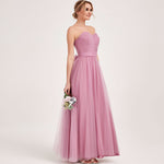 Dusty Rose Multi Ways Wrapping Convertible Bridesmaid Dress Strapless Sweetheart Tulle A-line Gown For Bridesmaid Party-Alice