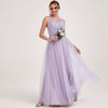 Light Dusty Purple Multi Ways Wrapping Convertible Bridesmaid Dress Strapless Sweetheart Tulle A-line Gown For Bridesmaid Party-Alice