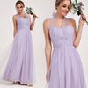 Light Dusty Purple Multi Ways Wrapping Convertible Bridesmaid Dress Strapless Sweetheart Tulle A-line Gown For Bridesmaid Party-Alice