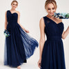 Navy Blue Multi Ways Wrapping Convertible Bridesmaid Dress Strapless Sweetheart Tulle A-line Gown For Bridesmaid Party-Alice