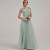 Sage Green Multi Ways Wrapping Convertible Bridesmaid Dress Strapless Sweetheart Tulle A-line Gown For Bridesmaid Party-Alice