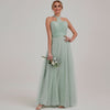 Sage Green Multi Ways Wrapping Convertible Bridesmaid Dress Strapless Sweetheart Tulle A-line Gown For Bridesmaid Party-Alice