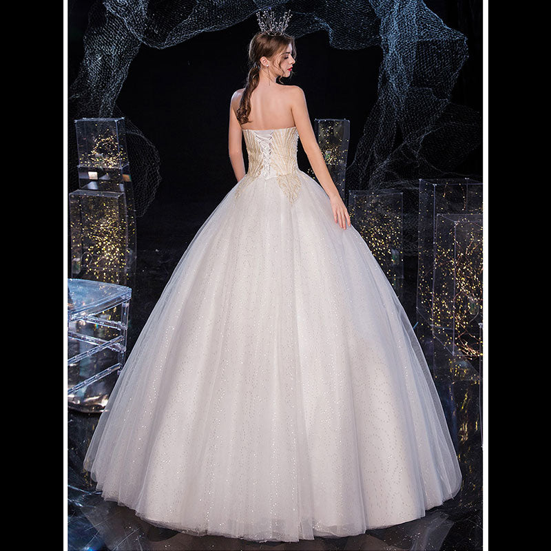 Sweetheart Beaded Tulle Overlay Bridal Gown