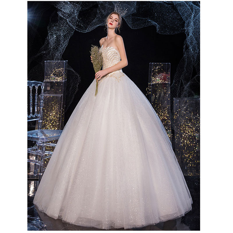 Sweetheart Beaded Tulle Overlay Bridal Gown