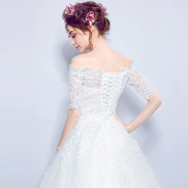Floor length Off the Shoulder Wedding Reception Dress