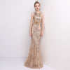 [Final Sale] Champagne Sleeveless Sequins Formal Dress/ Size L